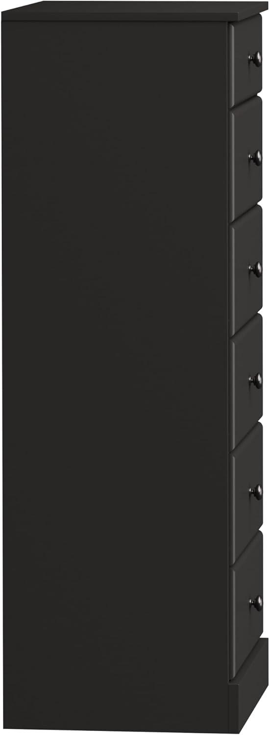 Astrid 6 Drawer Tall Chest Black - Prepac: Space-Saving Vertical Storage for Bedroom