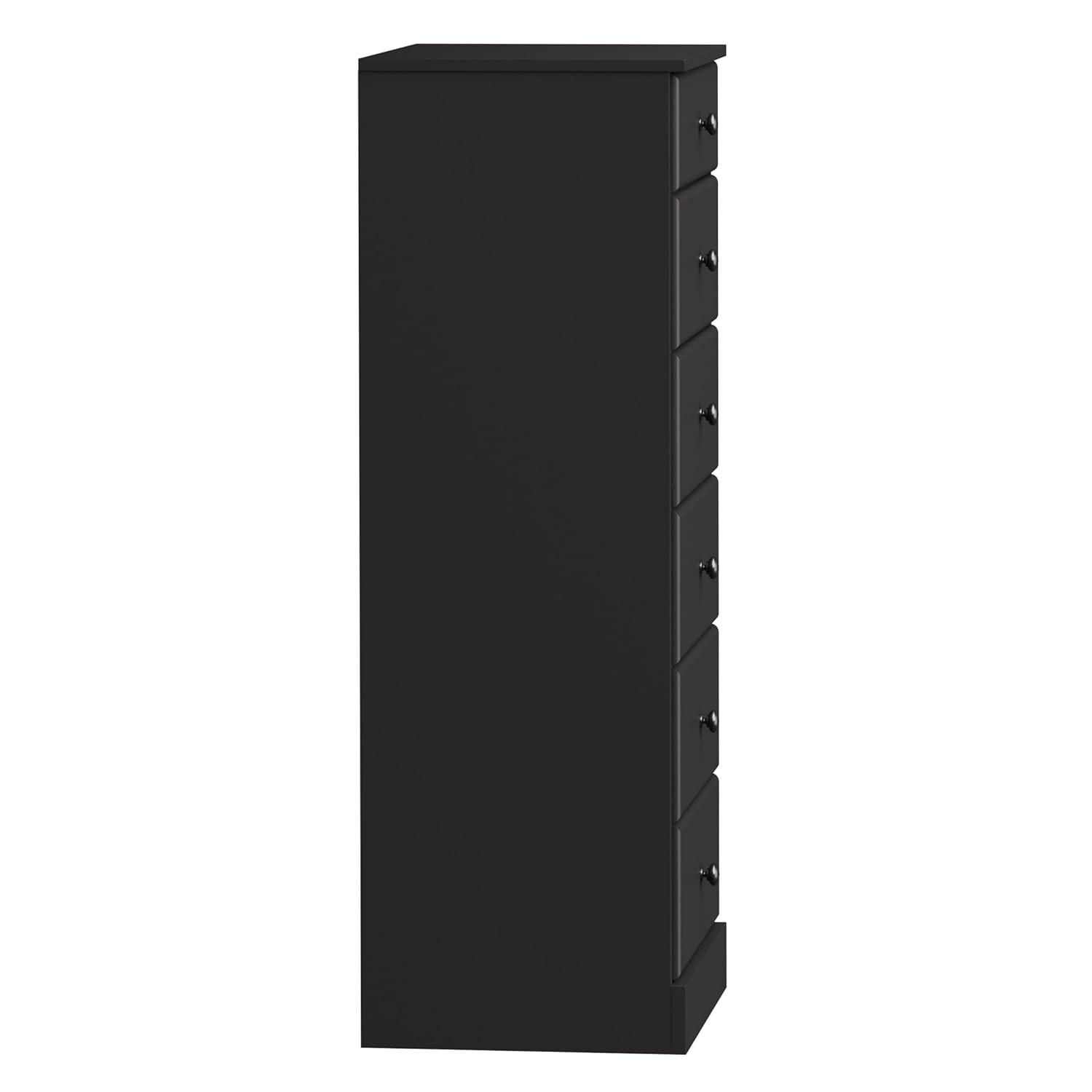 Astrid 6 Drawer Tall Chest Black - Prepac: Space-Saving Vertical Storage for Bedroom