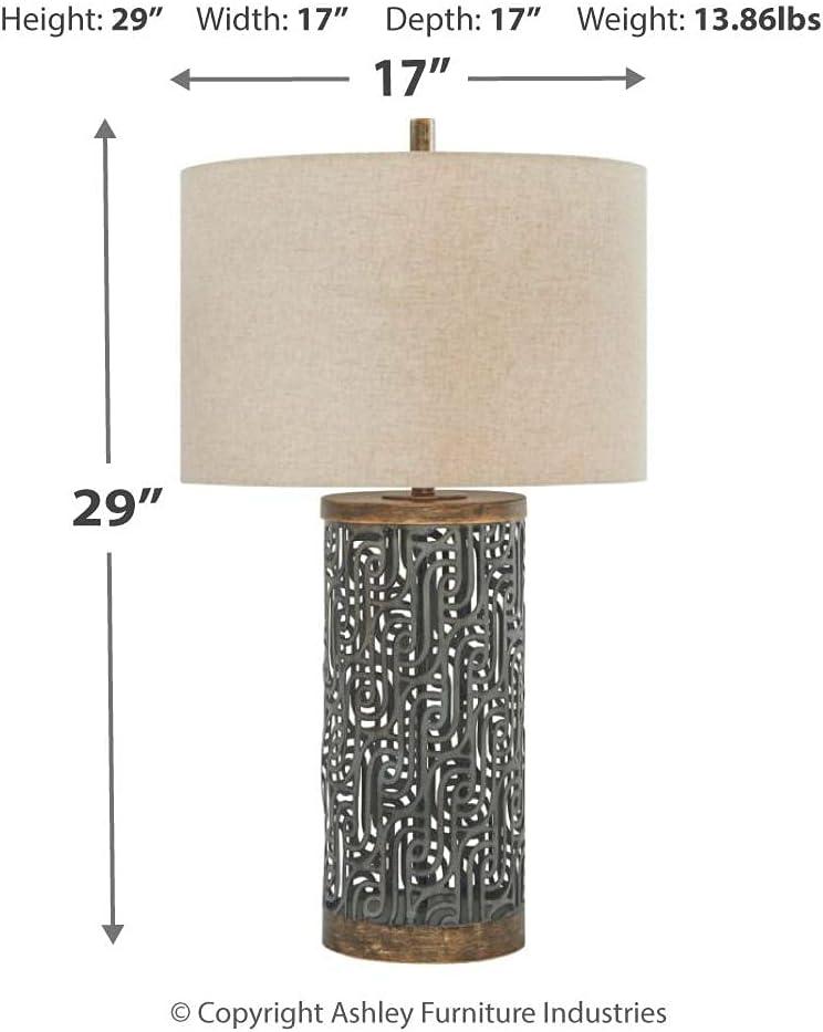 Dayo 30" Antique Gray and Gold Metal Table Lamp