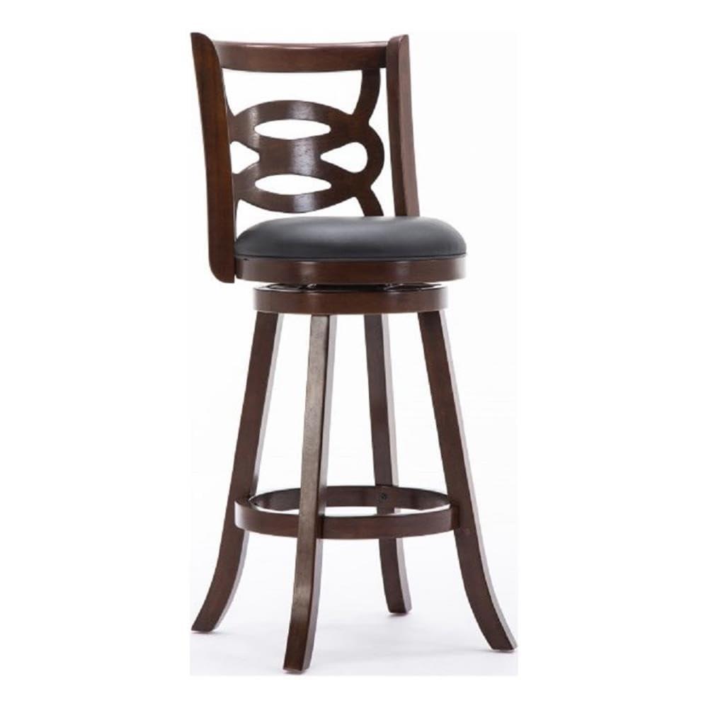 Seina Wood Swivel Barstool Cappuccino - Boraam: 360-Degree Swivel, Faux Leather Upholstery, 43.5" Height