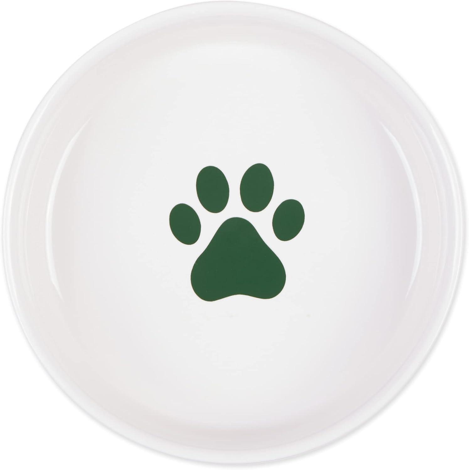 Bone Dry Ceramic Cat Bowls, Microwave & Dishwasher Safe, Medium, 6x2", Hunter Green, 2 Count