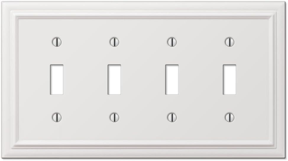 Amerelle 94T4W Continental Wallplate, 4 Toggle, Cast Metal, White, 1-Pack