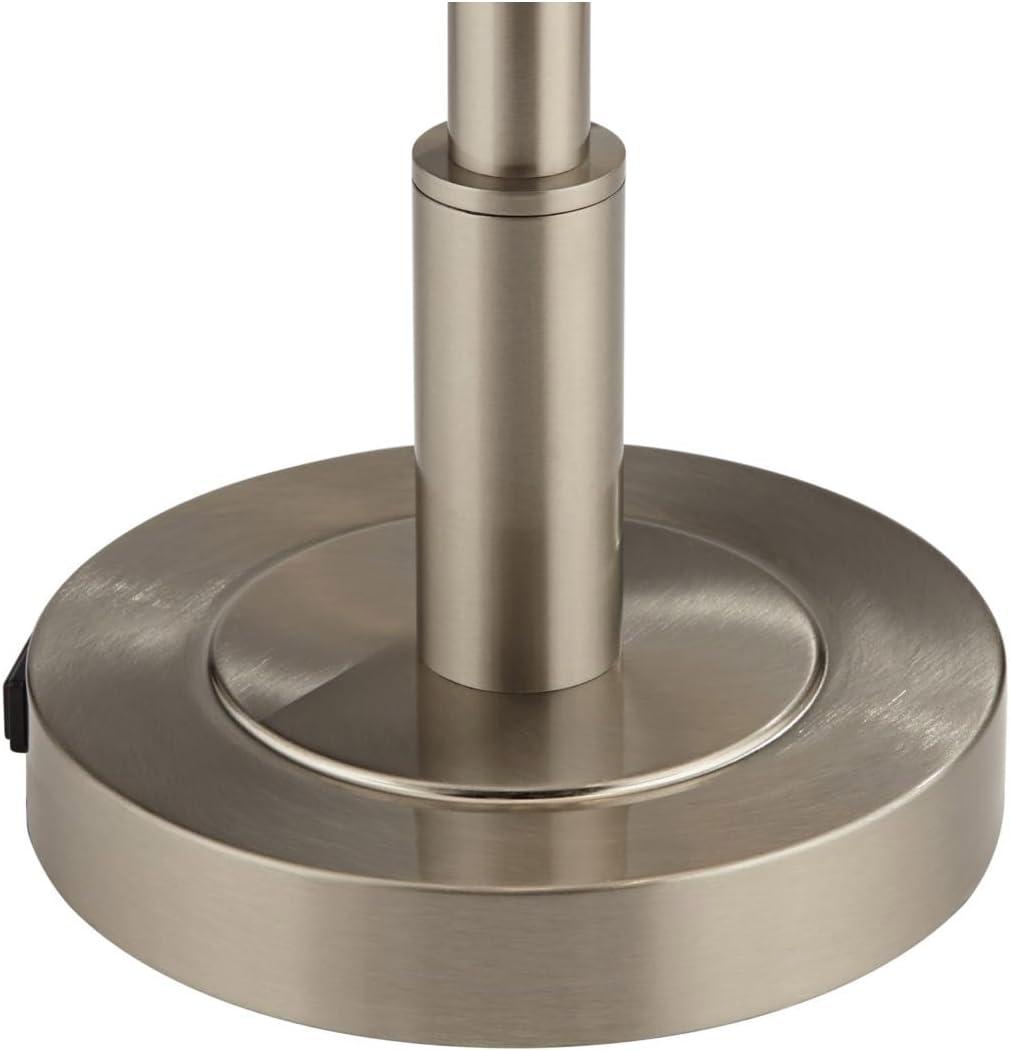 Pacific Coast Lighting 32" Tall Large Modern End Table Lamp with Side Reading Light Silver Brushed Nickel Finish Metal Single Living Room Bedroom