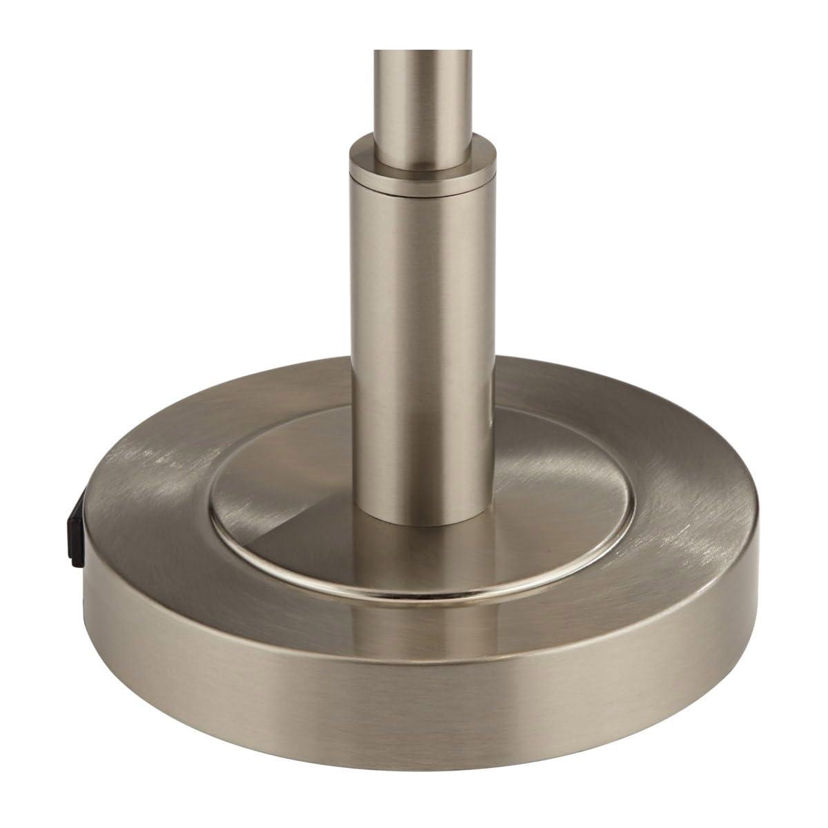 Pacific Coast Lighting 32" Tall Large Modern End Table Lamp with Side Reading Light Silver Brushed Nickel Finish Metal Single Living Room Bedroom