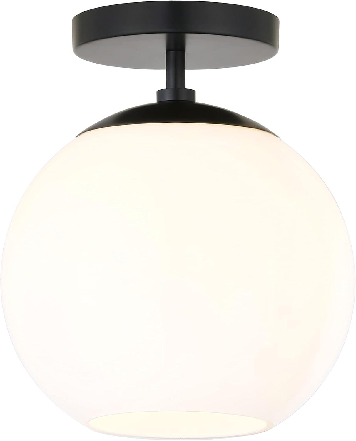 Bartlett Matte Black and White Glass Semi Flush Mount