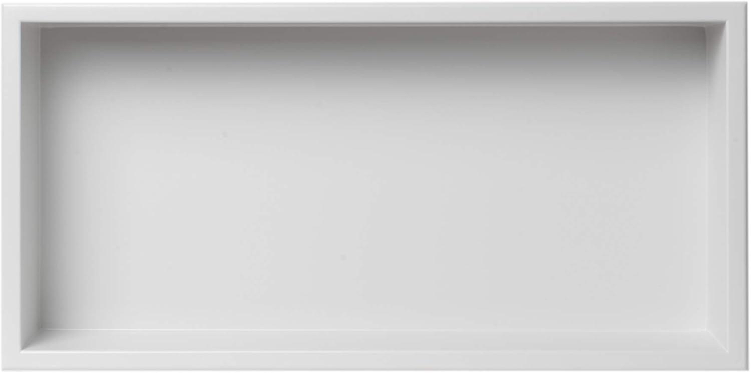 ALFI brand ABNC2412-W 24 x 12 White Matte Stainless Steel Horizontal Single Shelf Bath Shower Niche