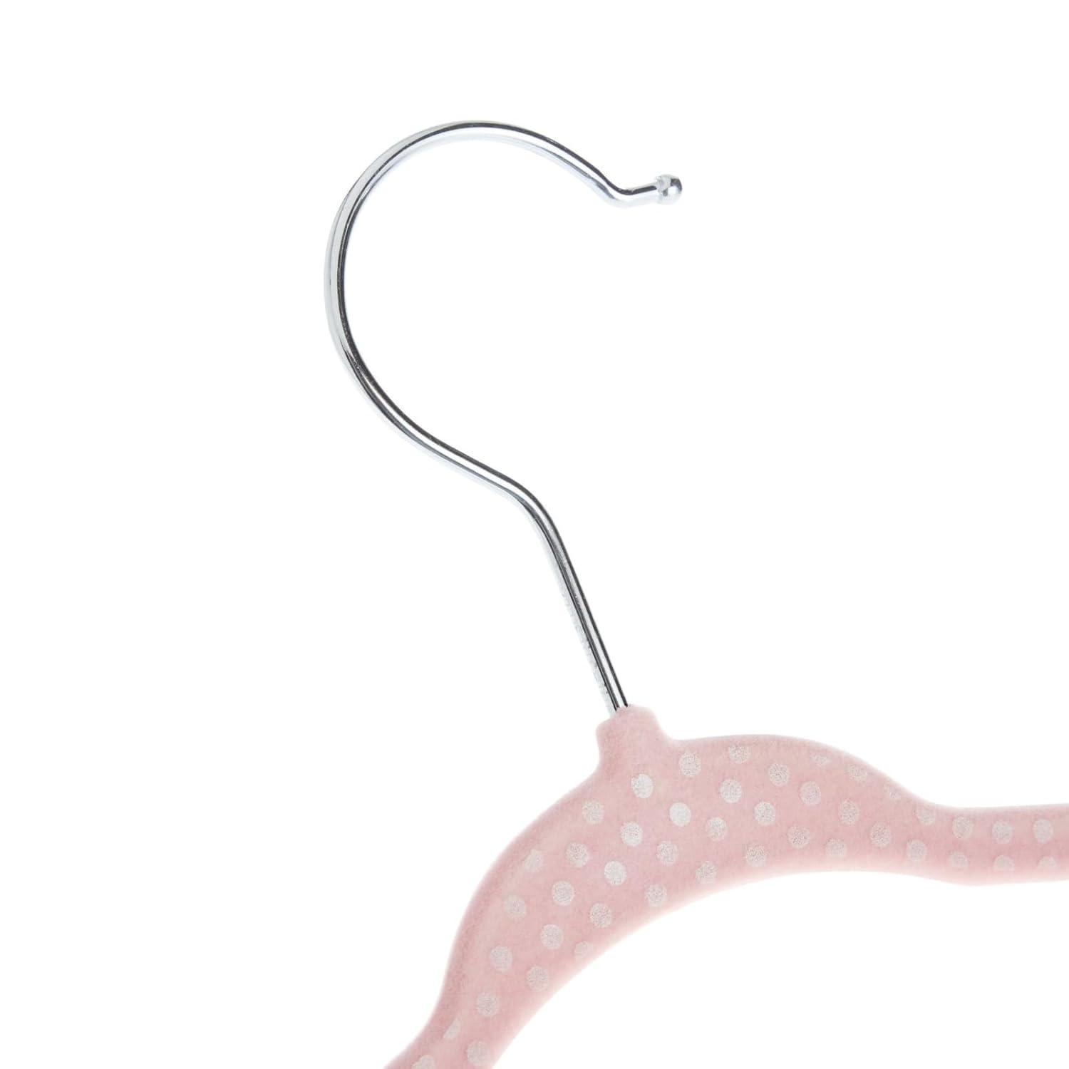 Juvale 50 Pack Pink Velvet Baby Clothes Hangers for Closet Storage, Children's Nursery, Kid's Closet, Slip-Resistant, 11 In