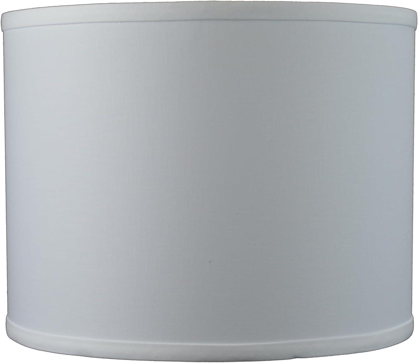 White Linen Drum Lampshade with Nickel Finish, 13"