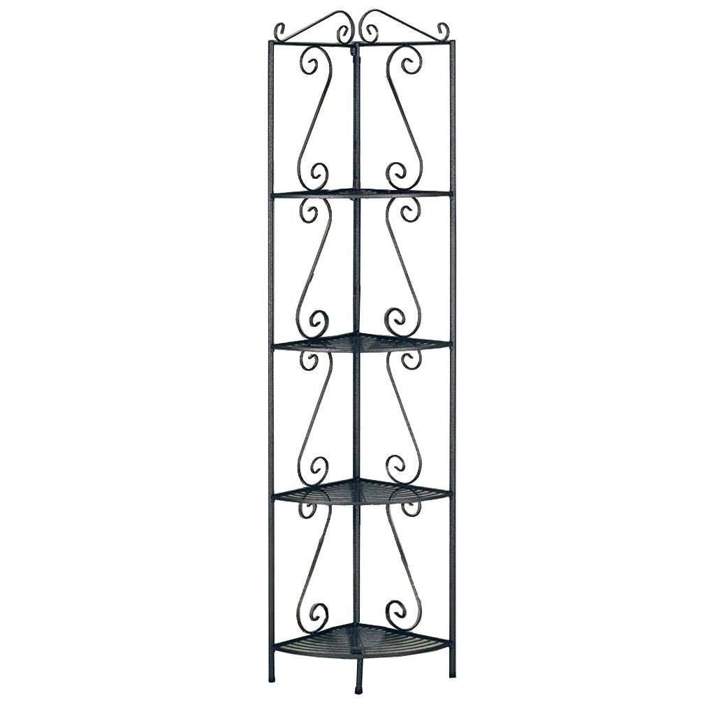 Monarch Specialties Bookshelf, Bookcase, Etagere, Corner, 4 Tier, 70"H, Office, Bedroom, Brown Metal