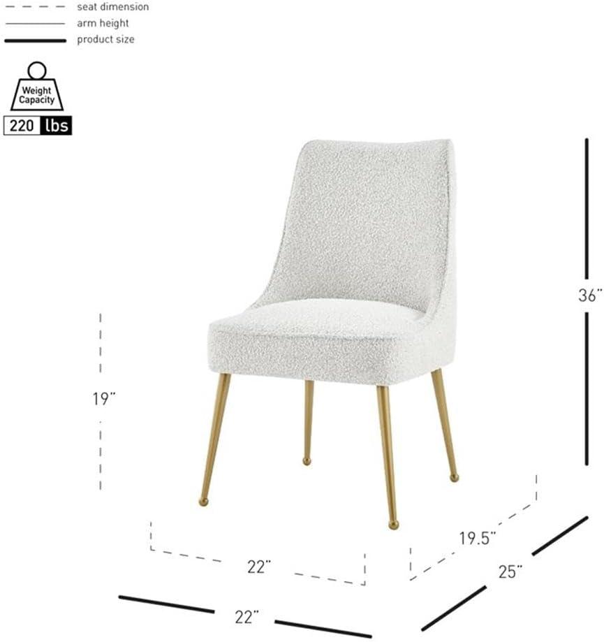 Cedric Fabric Dining Side Chair Gold Legs, (Set of 2) Beige