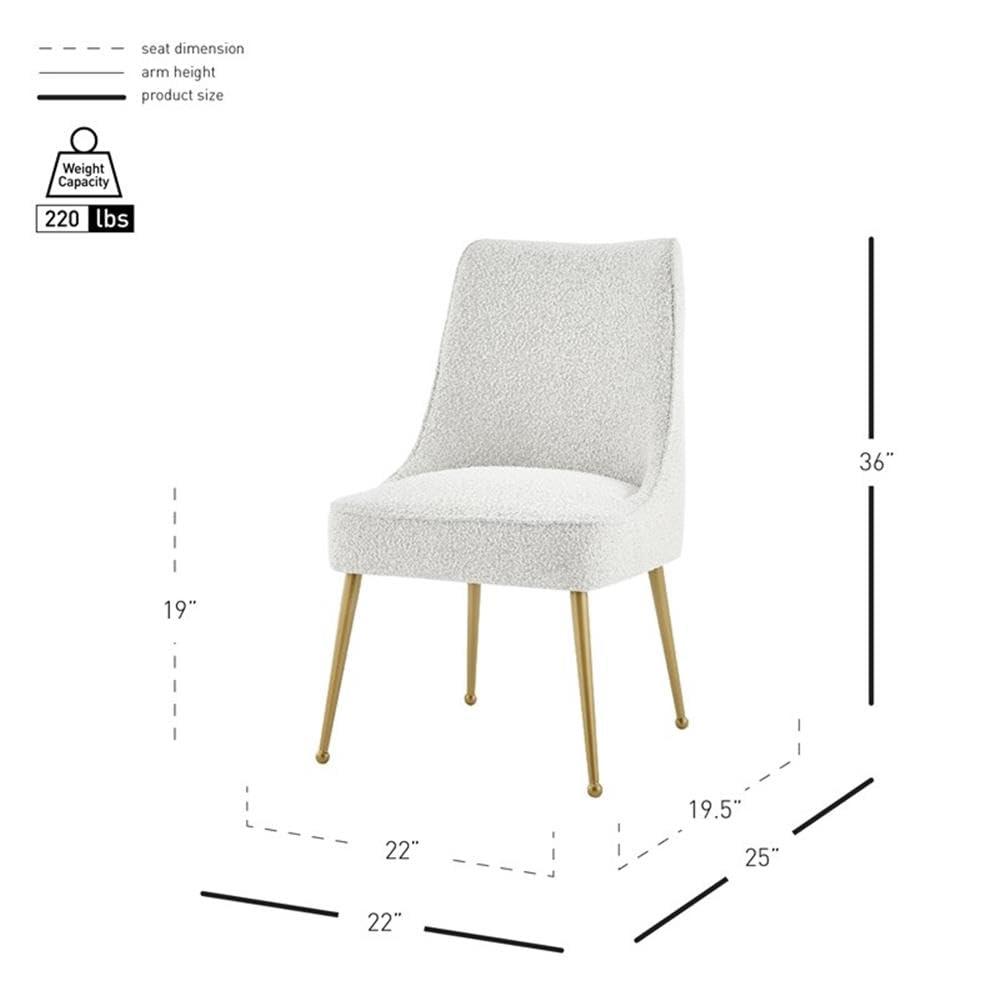 Cedric Fabric Dining Side Chair Gold Legs, (Set of 2) Beige
