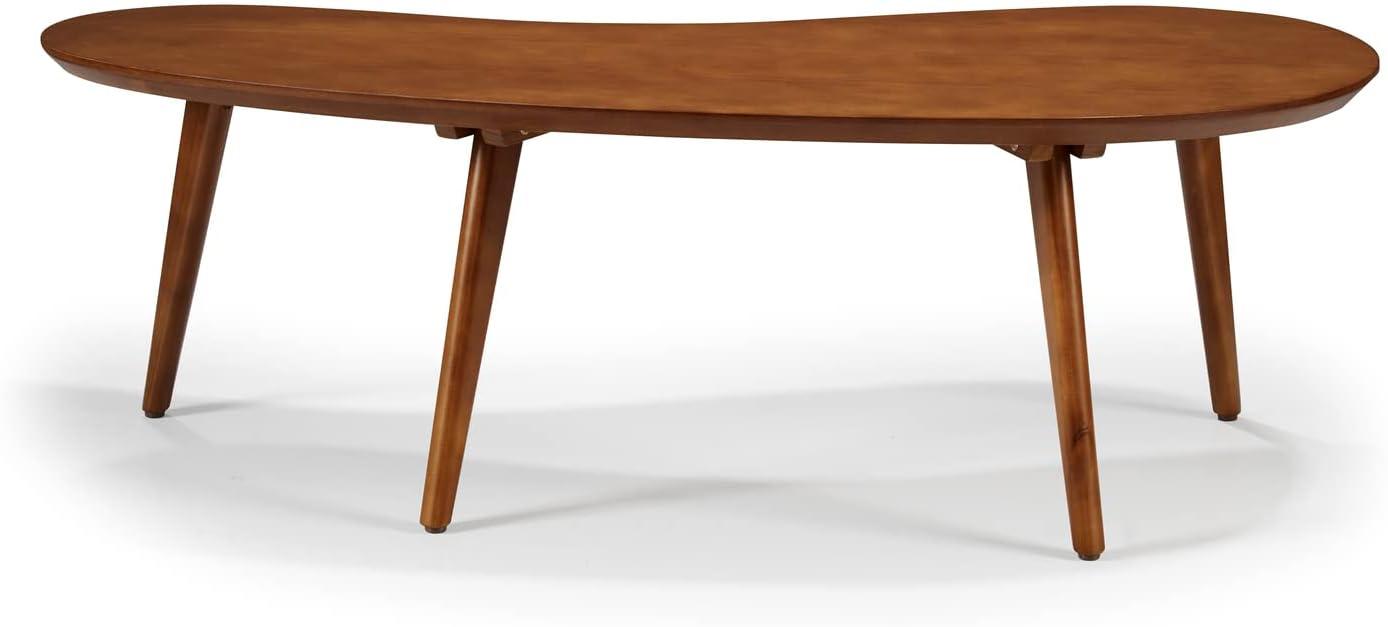 Camaflexi Mid Century Modern Coffee Table Small Tabletop Wood Coffee Desk, White