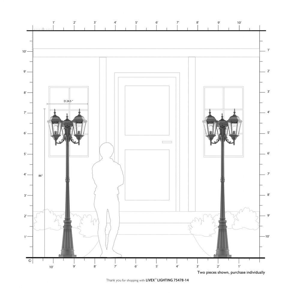 Livex Lighting Hamilton 3 - Light Post Light in  Textured Black