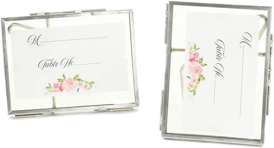 Koyal Wholesale Pressed Glass Floating Photo Frames with Stands for Horizontal (Antique Silver, 3 x 4), 8ct