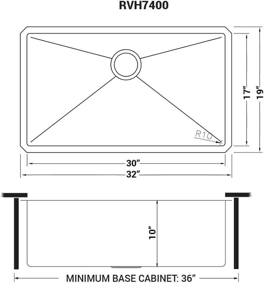 Ruvati 32-inch Undermount 16 Gauge Rounded Corners Kitchen Sink Stainless Steel Single Bowl