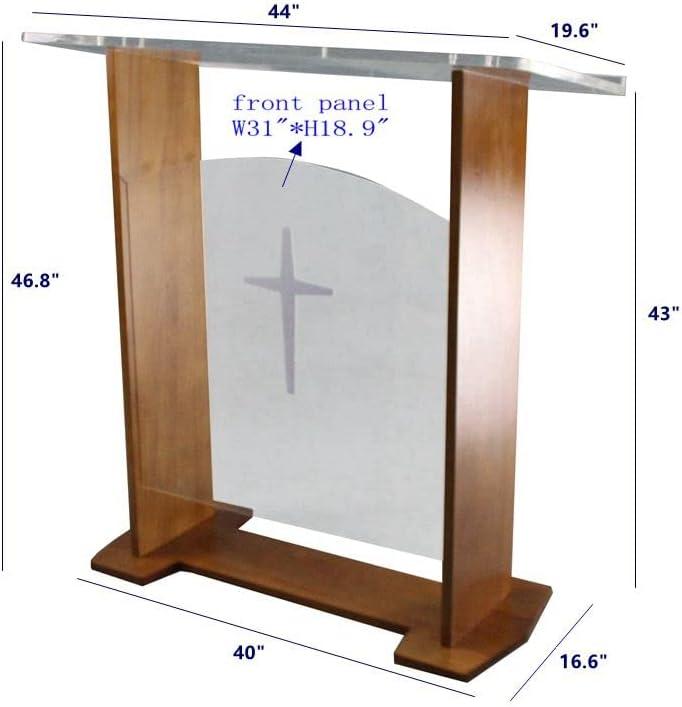 Brown Wood and Acrylic Podium with Optional Cross Panel