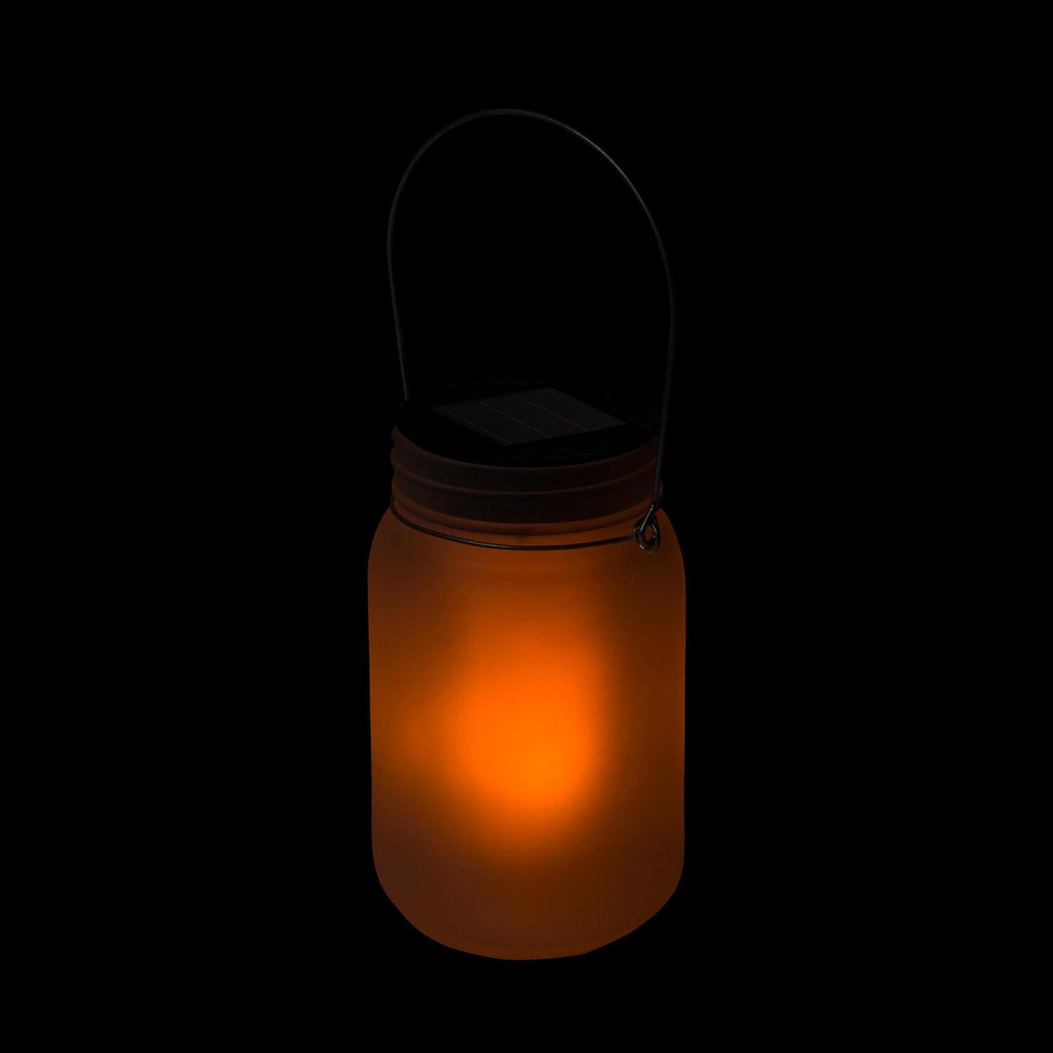 Clear Solar Powered LED Pathway Lantern Jars, Set of 2