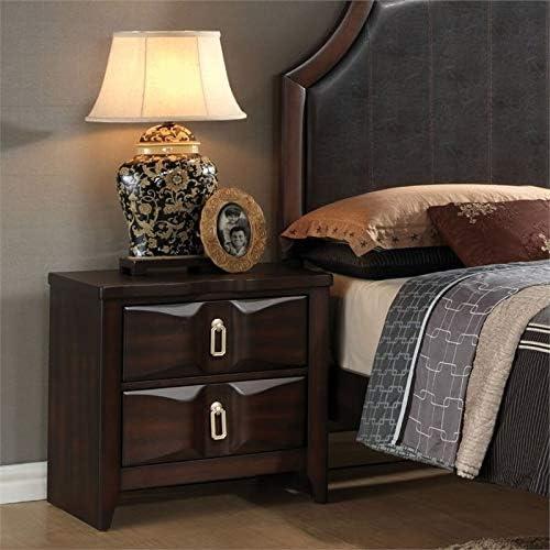 Transitional Style Wood Nightstand with 2 Drawers Espresso Brown - Saltoro Sherpi