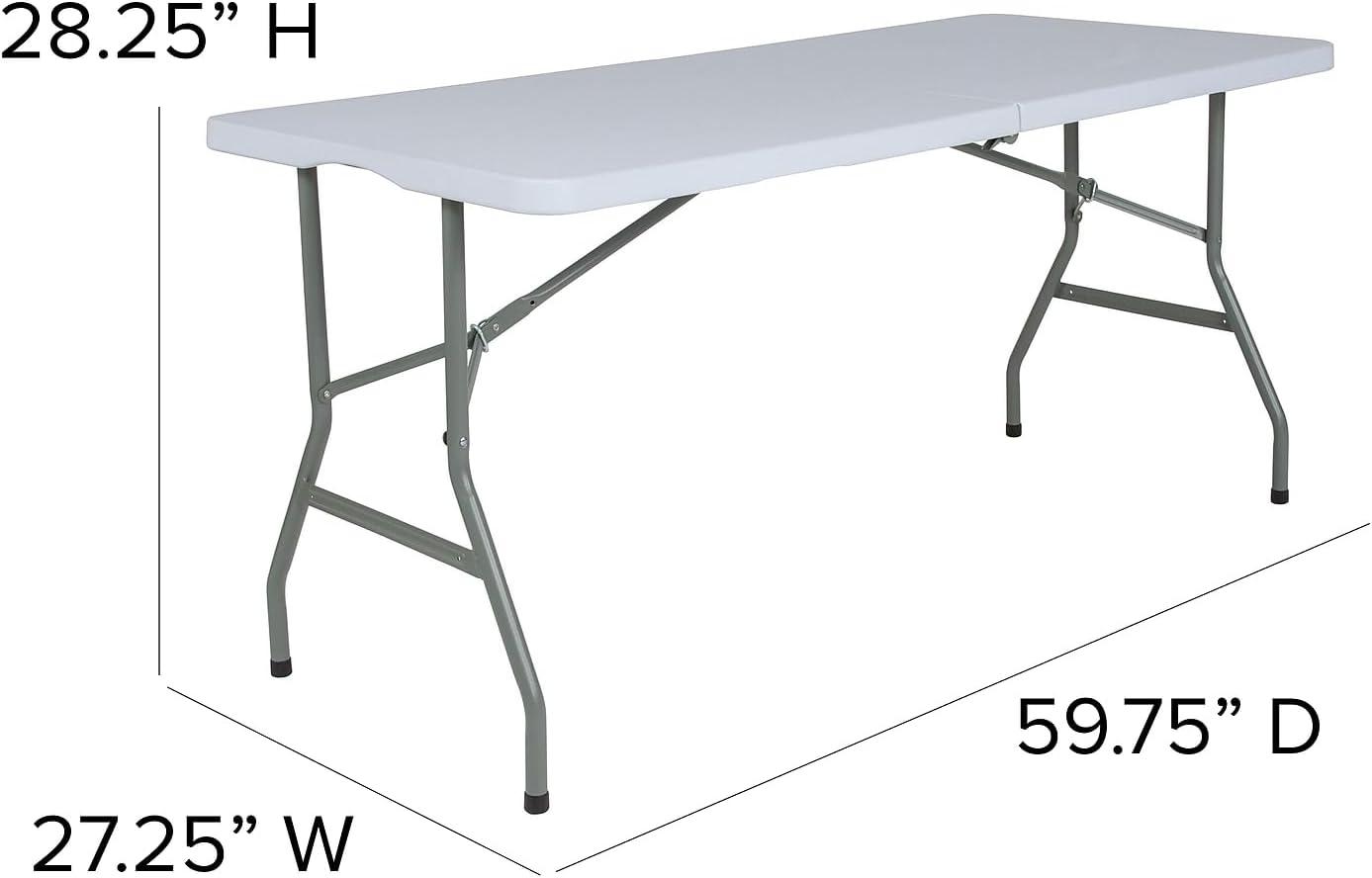 Flash Furniture Parker 4.97-Foot Bi-Fold Plastic Folding Table with Handle - Event Table