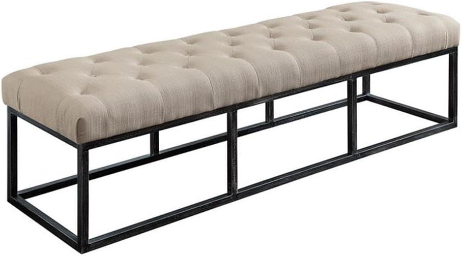 Danes Claire Tufted Bench with Iron Legs, Modern 72.5" Bench for Bedroom or Living Room