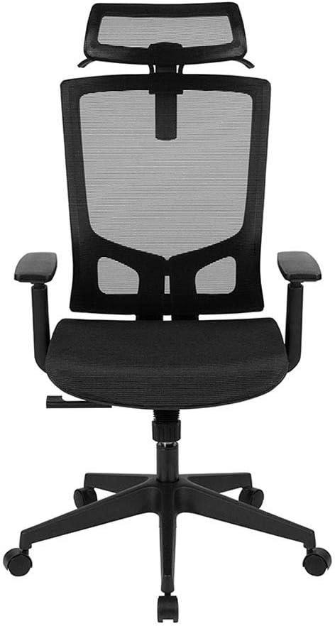 Flash Furniture Ergonomic Mesh Office Chair with Synchro-Tilt, Pivot Adjustable Headrest, Lumbar Support, Coat Hanger and Adjustable Arms