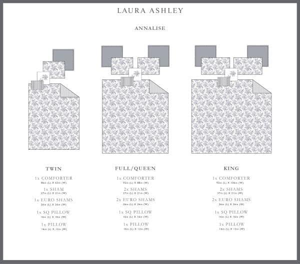 Laura Ashley Laura Ashley Annalise Floral Grey Cotton Bonus Comforter Set