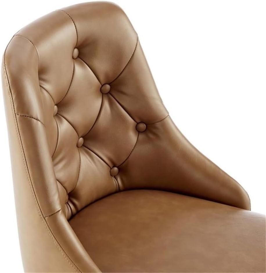 Modway Distinct Tufted Swivel Vegan Leather Office Chair, Black Tan