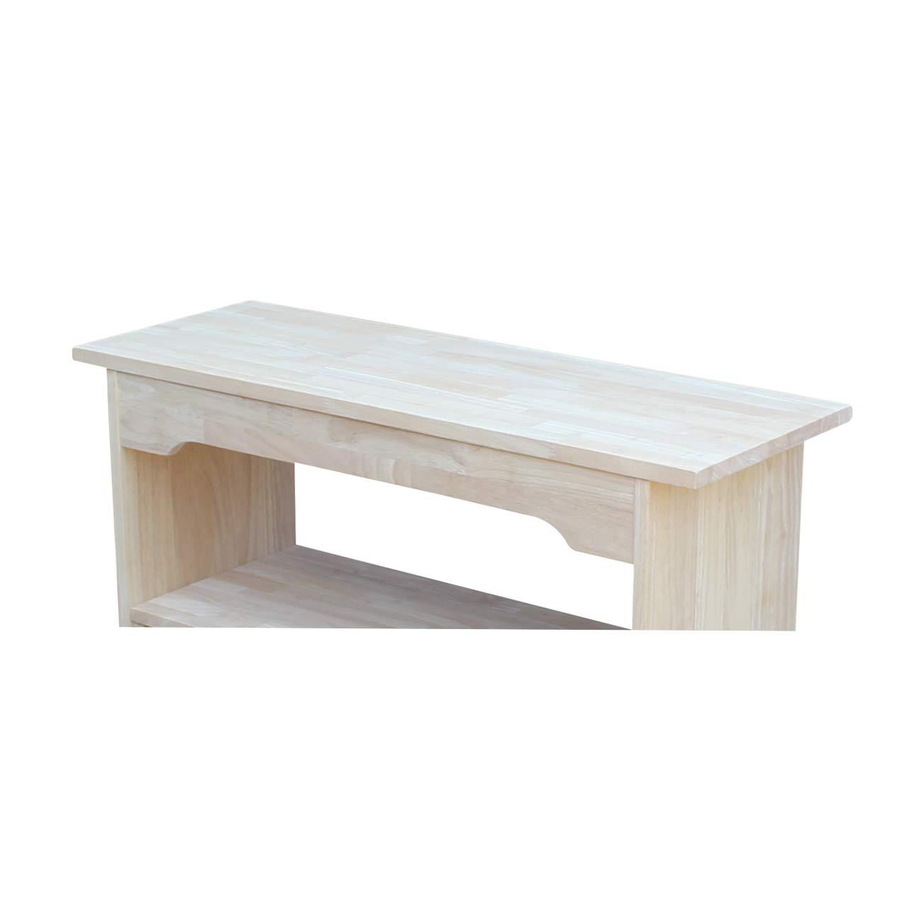 36" Brookstone Bench - International Concepts: Solid Wood, Unfinished, Rectangular Shape, Seats 2