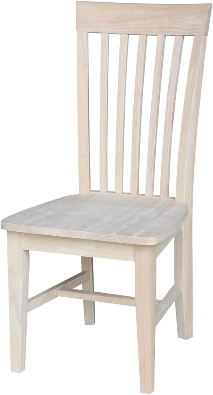 Set of 2 White High Slat Solid Wood Side Chairs