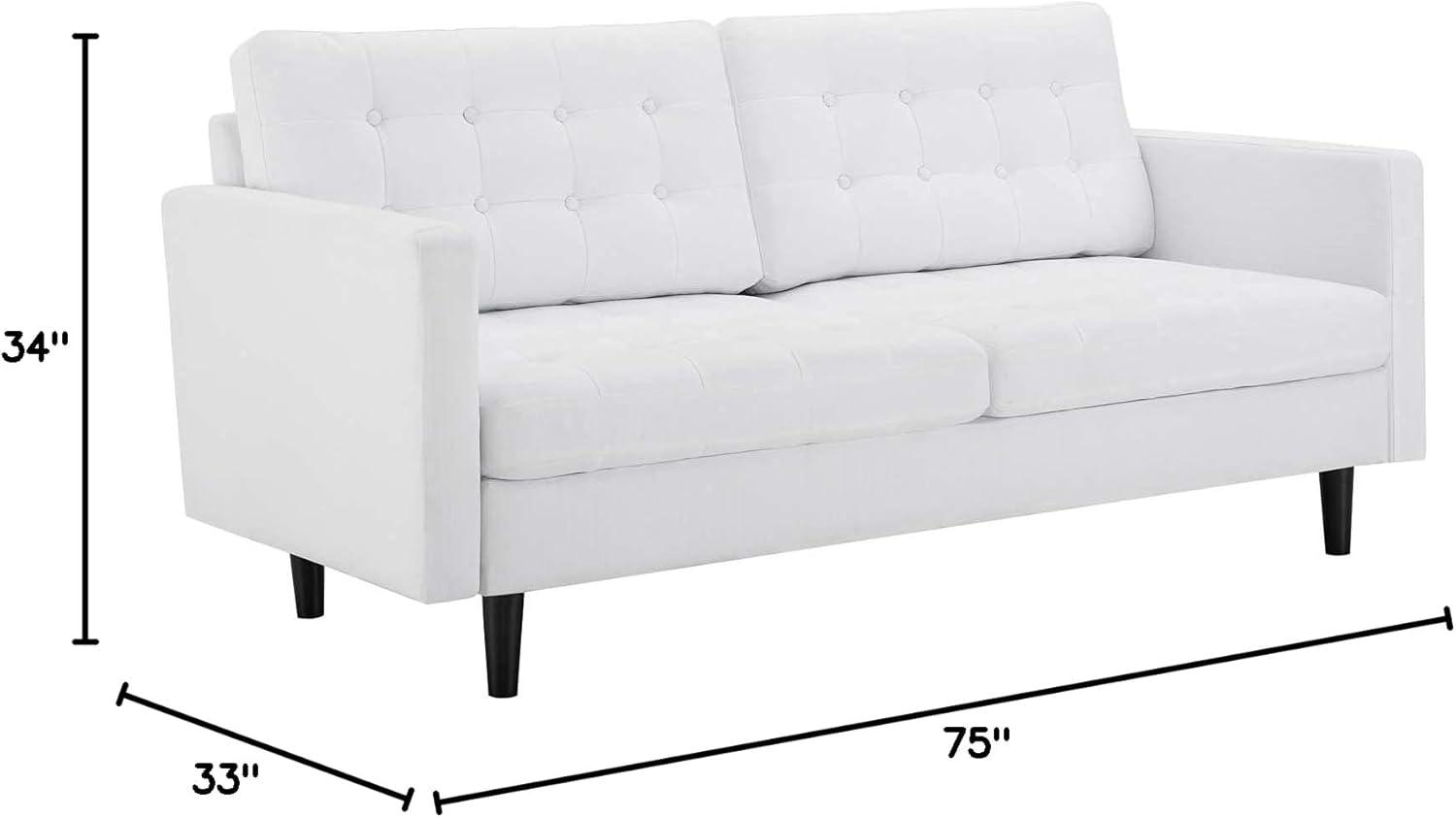 Modway Exalt Fabric Upholstered Tufted Sofa in White & Black