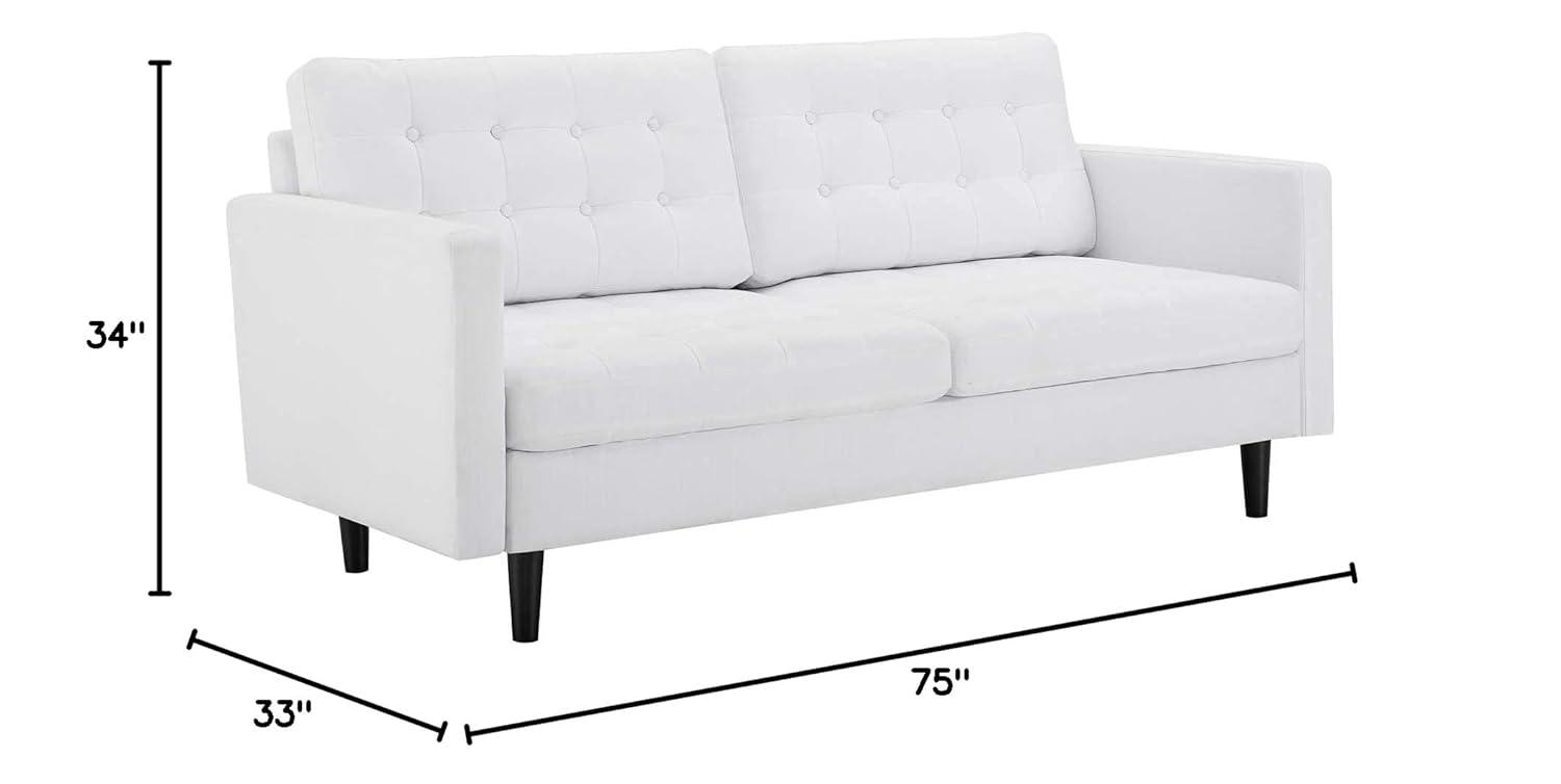 Modway Exalt Fabric Upholstered Tufted Sofa in White & Black