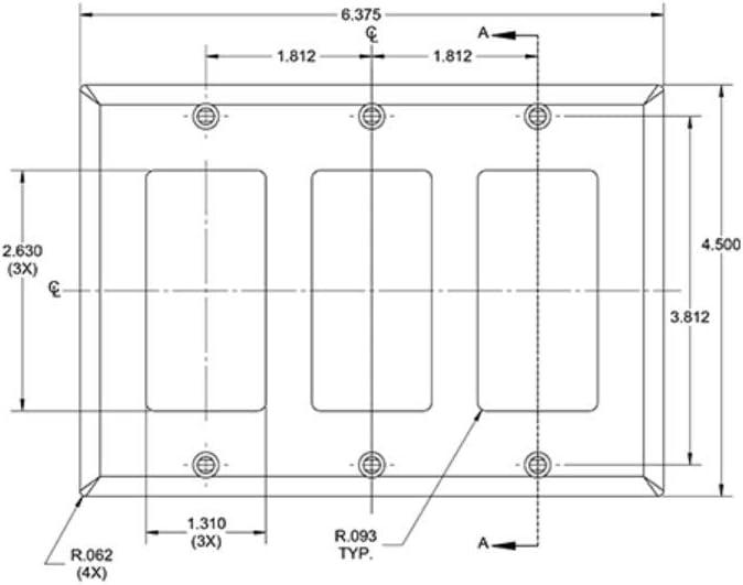 3-Gang Black Thermoset Plastic Wall Plate