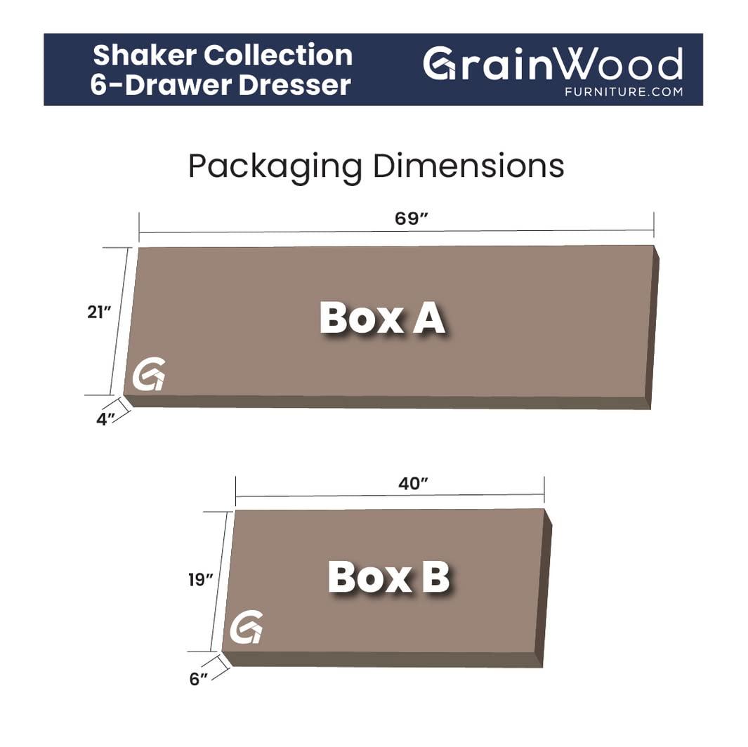 Shaker Solid Wood 63.75'' W 6 - Drawer Dresser