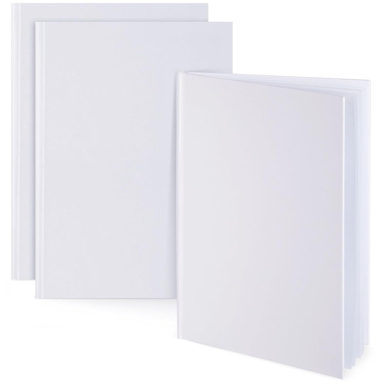 Paper Junkie White Hardcover Blank Books for Kids to Write Stories, 8.5x11 Unlined Journals for Students (36 Pages, 3 Pack)