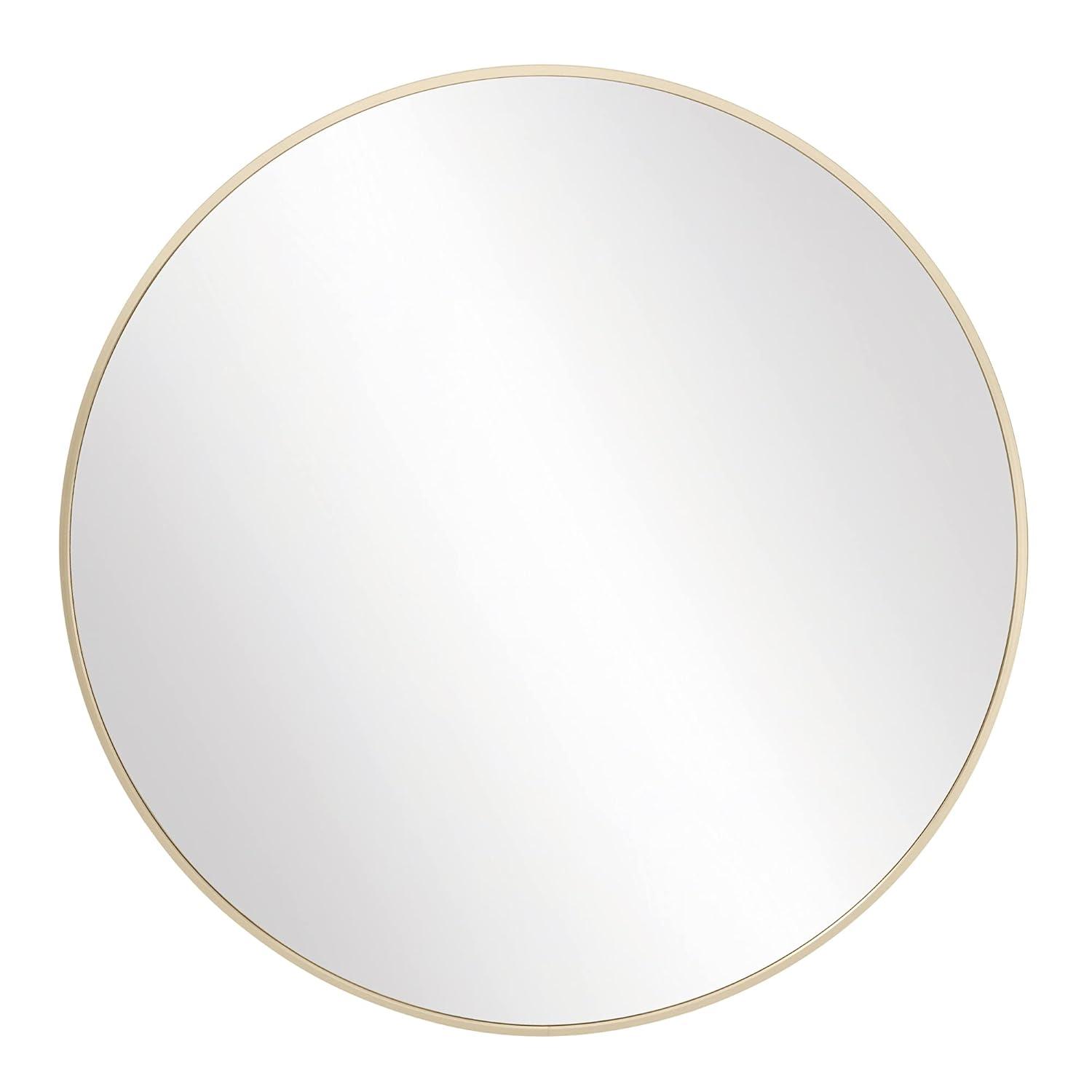 Design House Kenna Round Wall Mirror with Gold Metal Frame-24-inch