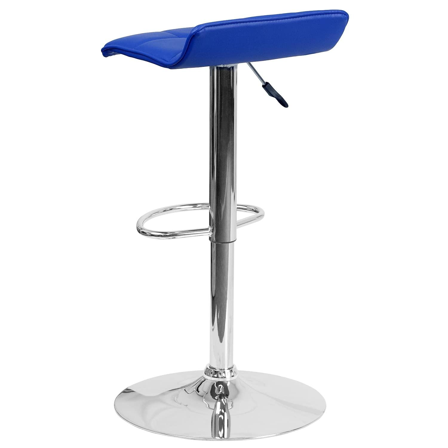 Flash Furniture Contemporary Black Vinyl Adjustable Height Barstool with Quilted Wave Seat and Chrome Base