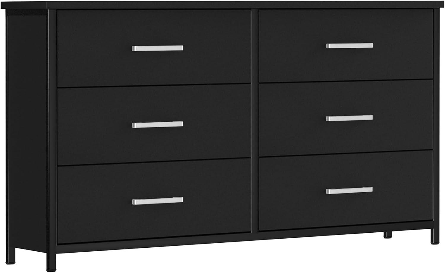 Black Industrial Double Dresser with Steel Frame and Levelers