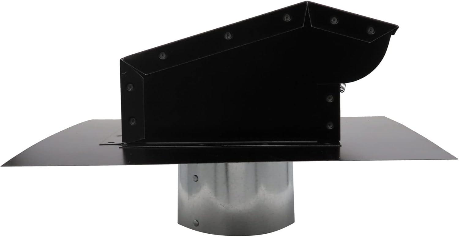 RDP Rooftop Exhaust Vent Cap with Damper and Bottom Extension (10 Inch, Black)