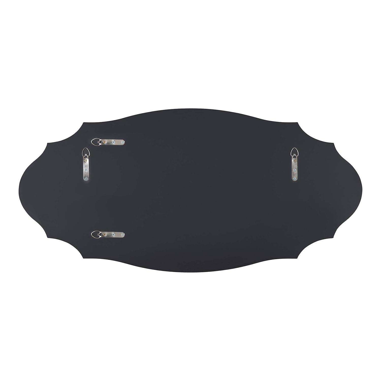 Kate and Laurel Leanna Modern Scalloped Wall Mirror, 20 x 42, Black, Glam Oval Mirror for Wall