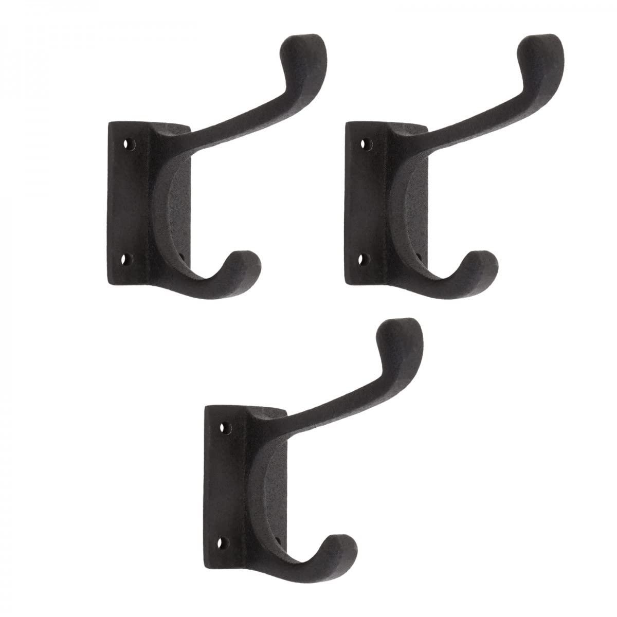 The Renovators Supply Inc. 25845 Wrought Iron Double Wall Mounted Robe Hook (Set of 3)