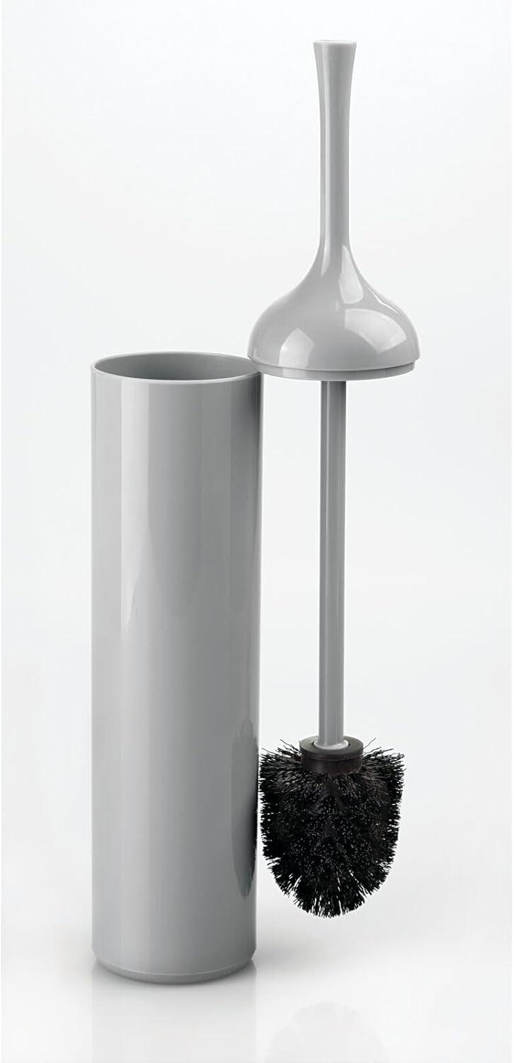 mDesign Extra Slim Compact Plastic Toilet Bowl Brush Holder - Gray