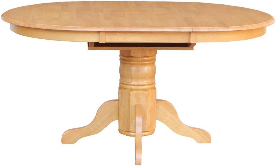 East West Furniture AVT-OAK-TP a Pedestal Oval Table with 18" Butterfly leaf, Oak