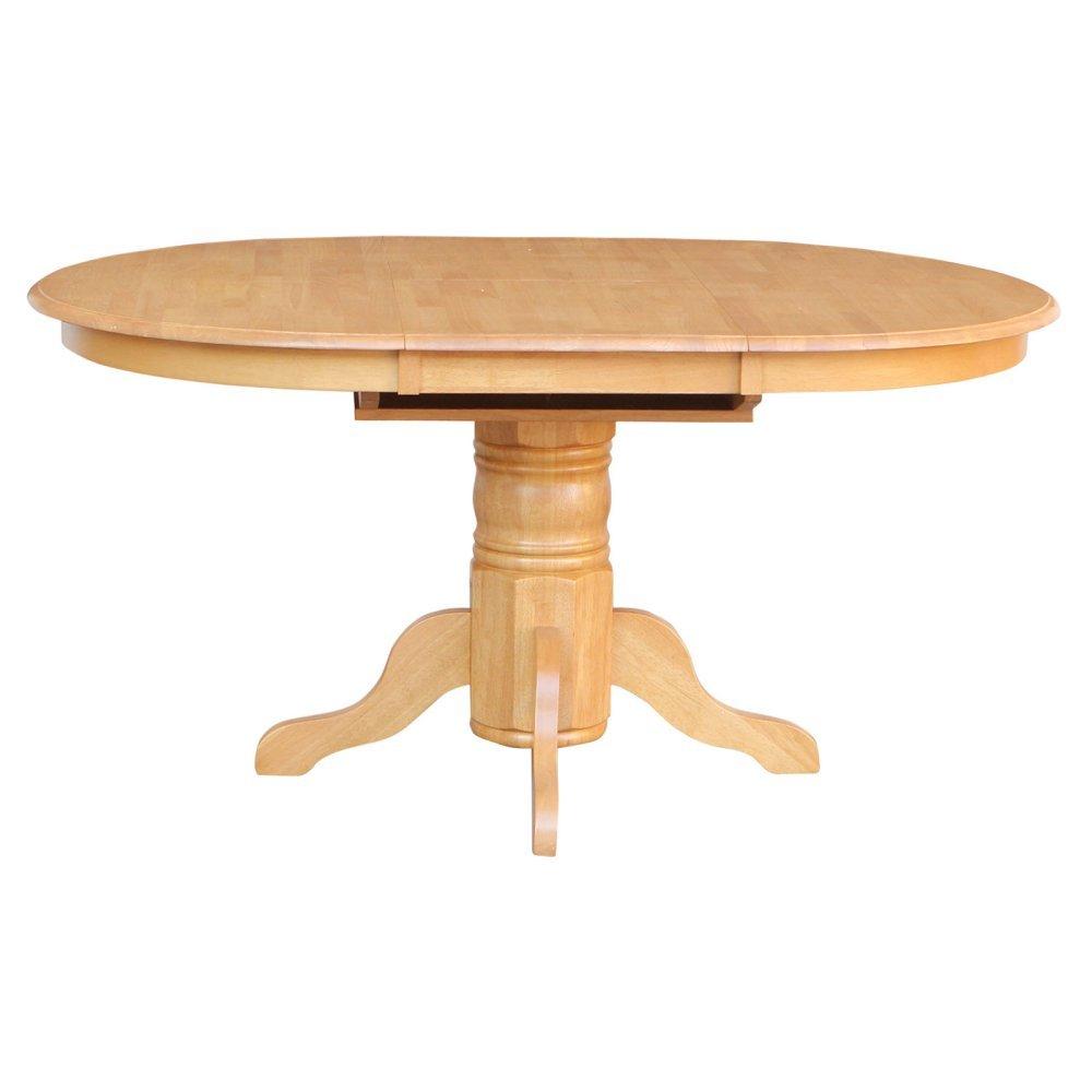 East West Furniture AVT-OAK-TP a Pedestal Oval Table with 18" Butterfly leaf, Oak