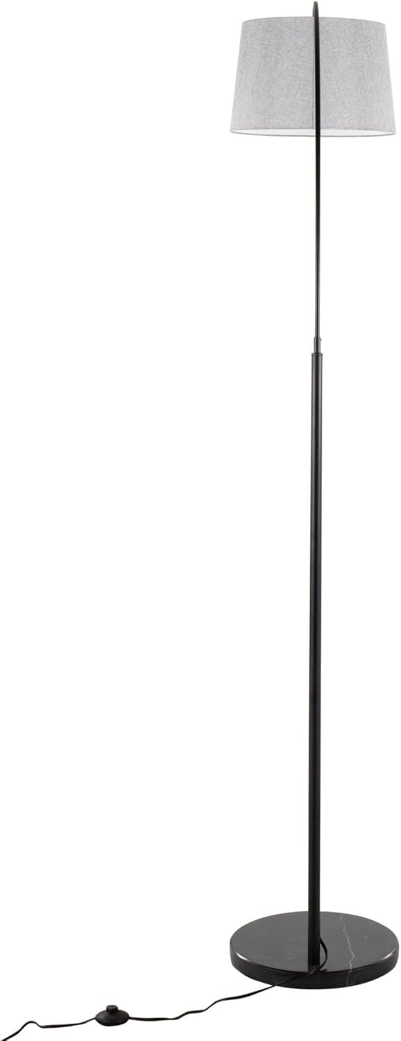 LumiSource March Contemporary Floor Lamp: Marble Base, Linen Drum Shade, UL Listed, 60W