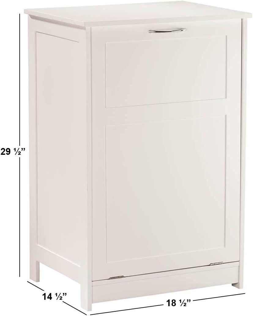 OakRidge Tilt Out Laundry Hamper Bin – Freestanding Bathroom Storage Cabinet – White – 29 ½” High Overall