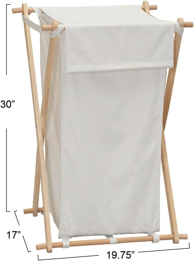 Household Essentials X-Frame Wood Laundry Hamper, Folding Wood Frame with Washable Poly-Cotton Bag