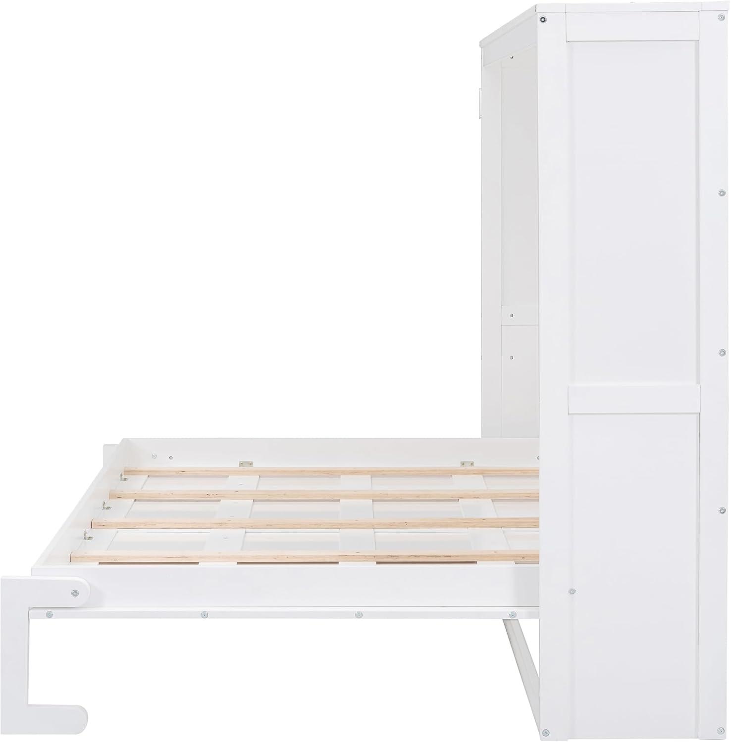 Queen Size Murphy Bed Wall Bed,Space-Saving Wall Bed for Multipurpose Rooms,Queen size murphy bed cabinet,Sleeping Arrangement for Multipurpose Area, Bedroom, Guest Room, or Living Room (White, Queen)