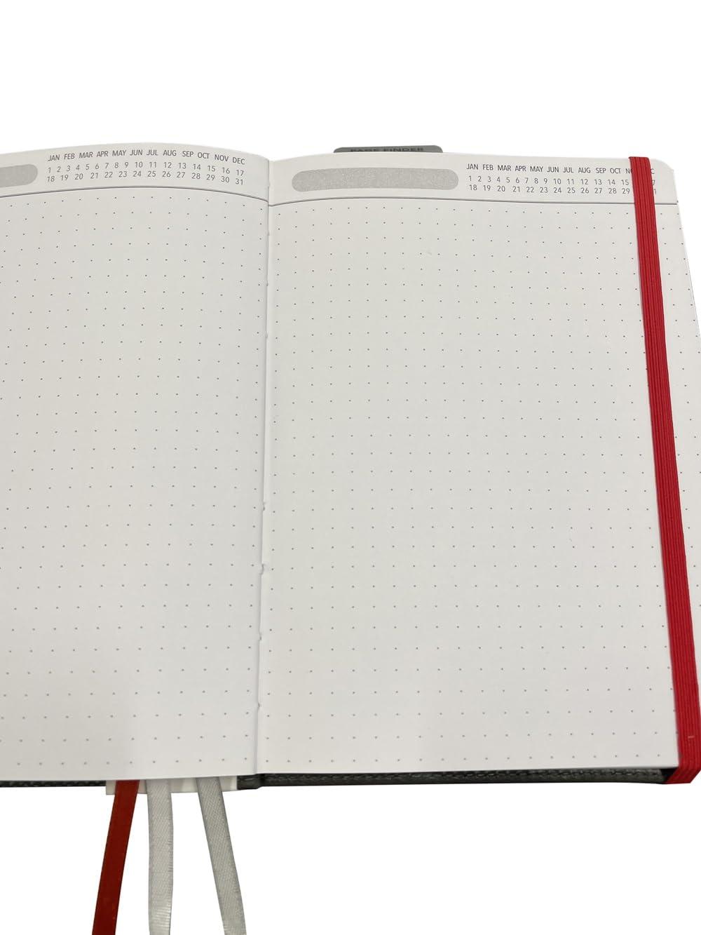 C.R. Gibson Black Leatherette Dot Grid Notebook Journal, 6'' W x 8.5'' L, 240 Pages, Bulleting Log (MJ127-20191A)