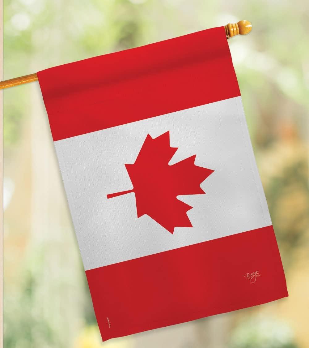 Breeze Decor 08277 Canada Country 2-Sided Vertical Impression House Flag - 28 x 40 in.