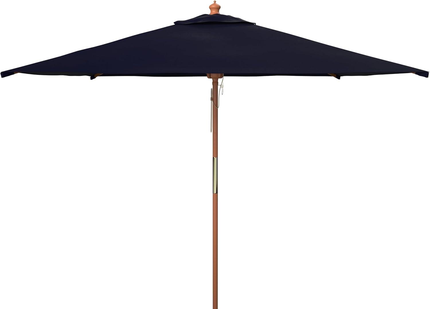Velop 7.5 Ft Square Wooden Pulley Market Umbrella - PAT8409 - Navy - Safavieh